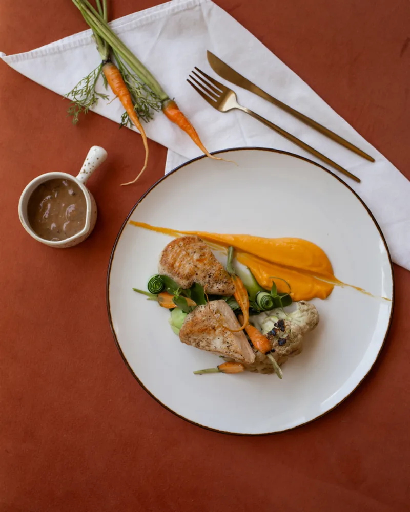 A balanced plate served at ASAI Cafe