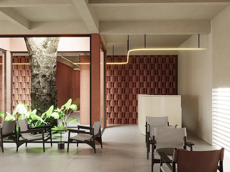 Light-filled studio space opening onto a courtyard
